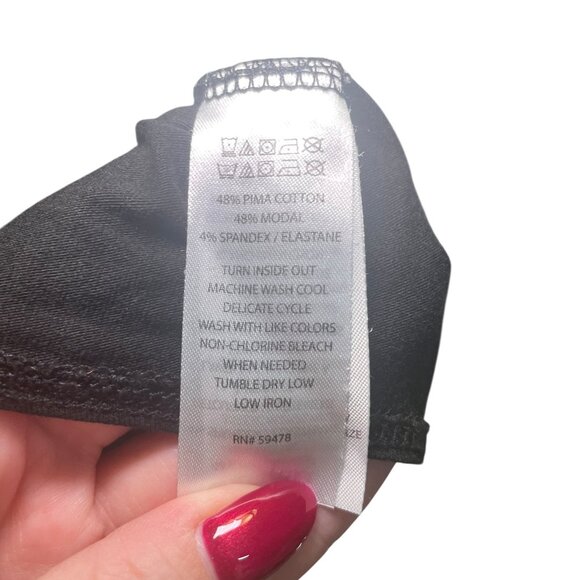 Rachel Roy Black Bodysuit Small | Pima Cotton Blend Thong Back Scoop Neck - Picture 5 of 6